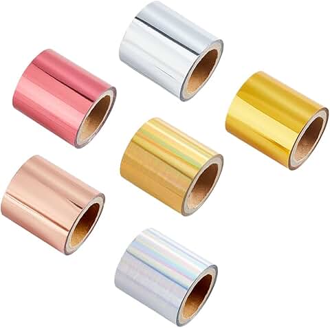 6 Rolls of 6 Colors Hot Foil Transfer Paper, 60m Total