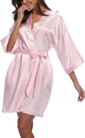 Women's Short Satin Robe for Bridal Party