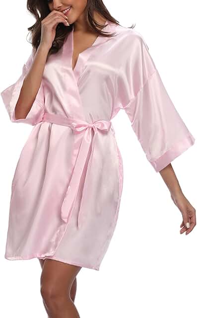 Women's Short Satin Robe for Bridal Party