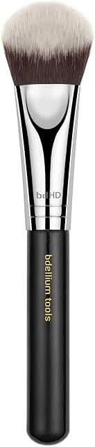 Large foundation and powder brush with soft synthetic fibers