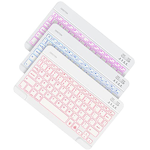 Bluetooth Keyboard, Wireless Rechargeable Keyboard for iPad, iPad Pro, iPad Mini, iPad Air with Illuminated LED (White)