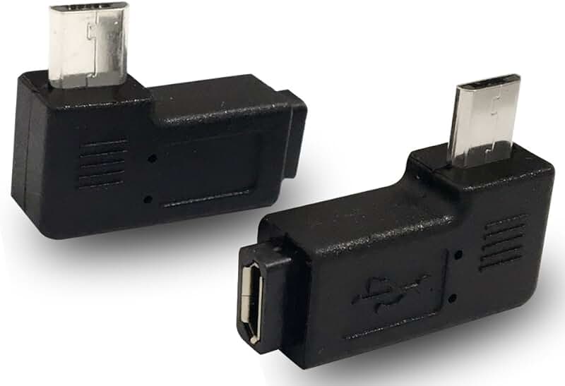Micro USB 90 Degree Angle Adapter, 1 Pair