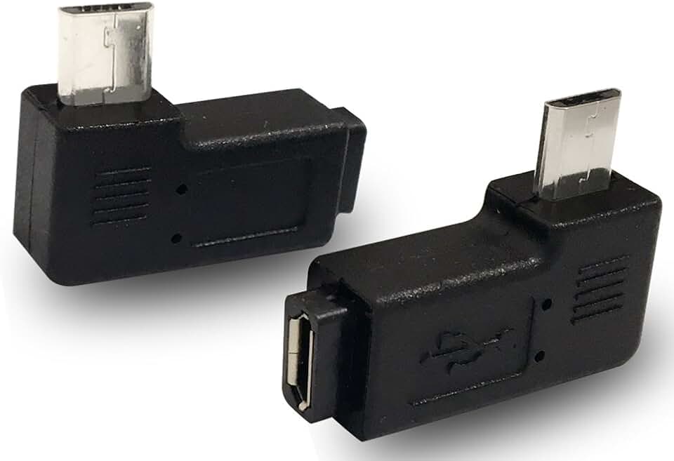 Micro USB 90 Degree Angle Adapter, 1 Pair