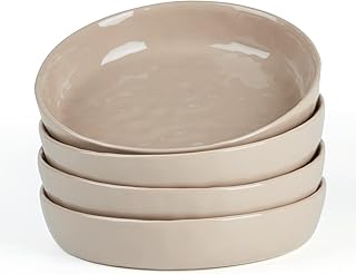 Set of 4 large speckled brown pasta and salad bowls