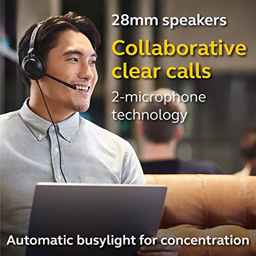 Evolve2 30 UC Wired Headset, USB-C, Stereo, Black - Lightweight, Portable Telephone Headset with 2 Built-in Microphones - Work Headset with Superior Audio and Reliable Comfort