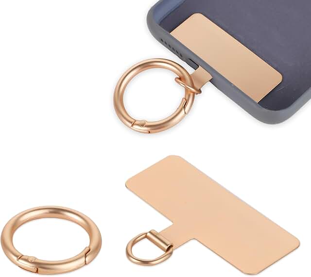 Metal Phone Tether Patch with Spring Ring Lanyard