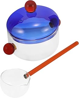 Ergonomic Handle Glass Bowl with Spoon for Cooking