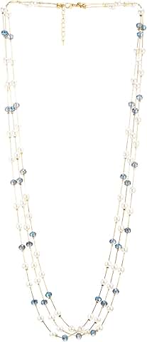 Women's Long Beaded Pearl Three-Strand Necklace