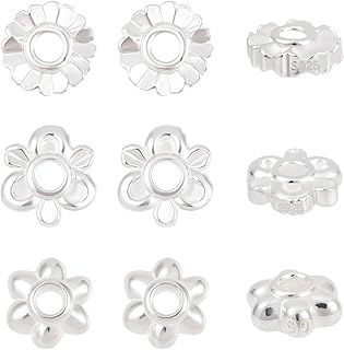 30 Silver Daisy Beads for Jewelry Making