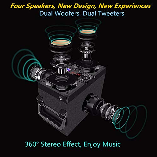 Bluetooth Speaker, Portable Bluetooth Boombox with 40W (60W Peak) Stereo Dual Woofers and Dual Tweeters Wireless Home Party Speaker, 2400 Minutes Playtime, Suitable for Party, Camping, Gym