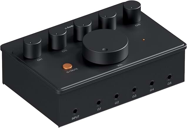 5-Channel Headphone Splitter Amplifier for Music and Studio