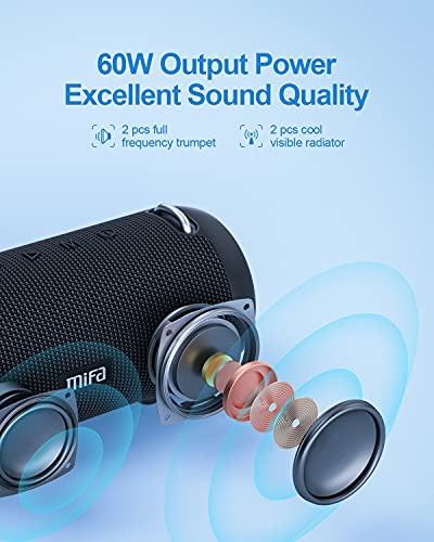 Bluetooth Speaker, A90 Portable Bluetooth Speaker Waterproof IPX7, 60W Deep Bass, 24H Playtime, Wireless Stereo Pairing, Built-in Mic, Support Micro SD, USB, AUX-in, USB-C Charing