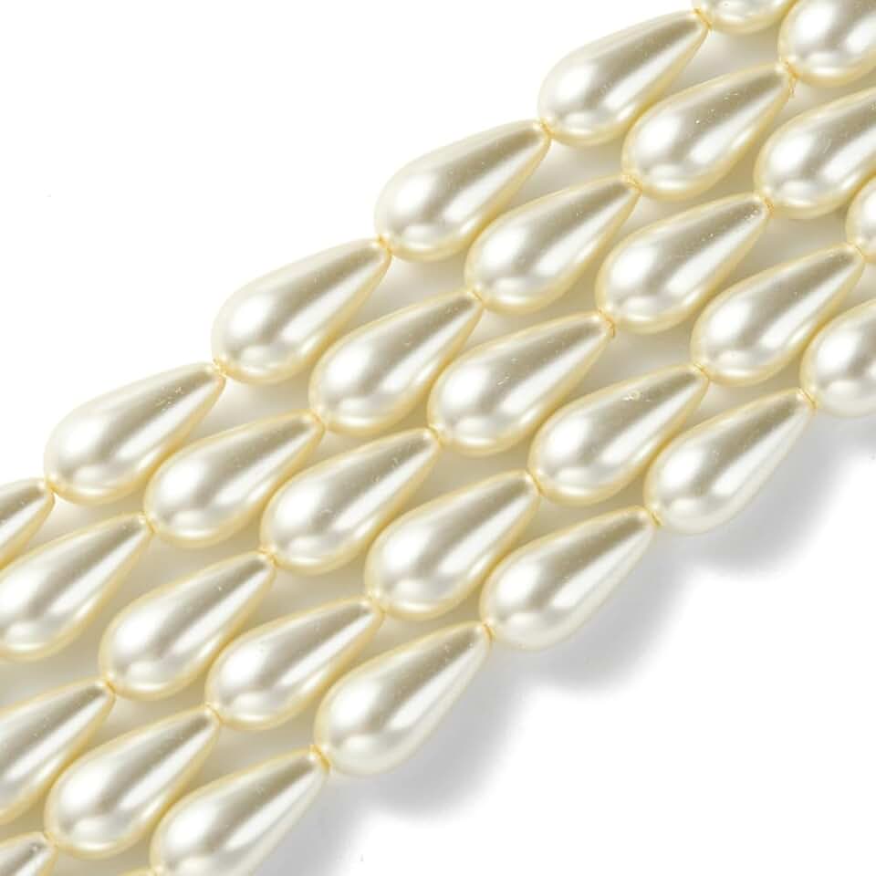 200 Pcs Glass Drop-Shaped Pearl Beads for Jewelry Making