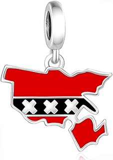 Flag Charms for Bracelets and Necklaces, Silver Map Series Pendant