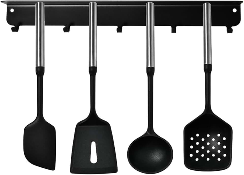 5-Piece Silicone Kitchen Utensil Set with Magnetic Holder