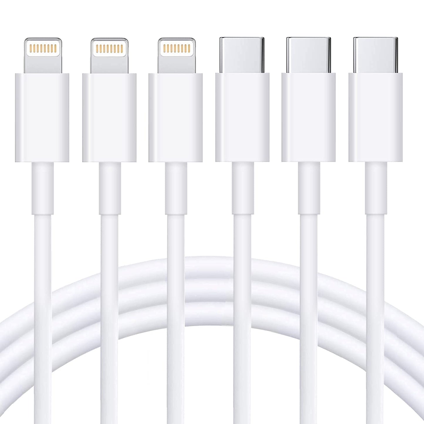 USB C to Lightning Cable 3Pack 6FT [Apple MFi ] iPhone Fast Charger Cable USB-C Power Delivery Charging Cord for iPhone 14/13/12/12 PRO Max/12 Mini/11/11PRO/XS/Max/XR/X/8/8Plus/iPad, White