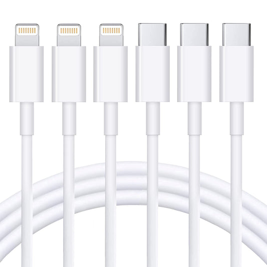 USB C to Lightning Cable 3-Pack, 6FT, White