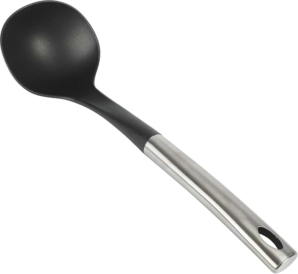 Heat-Resistant Nylon Ladle with Stainless Steel Handle