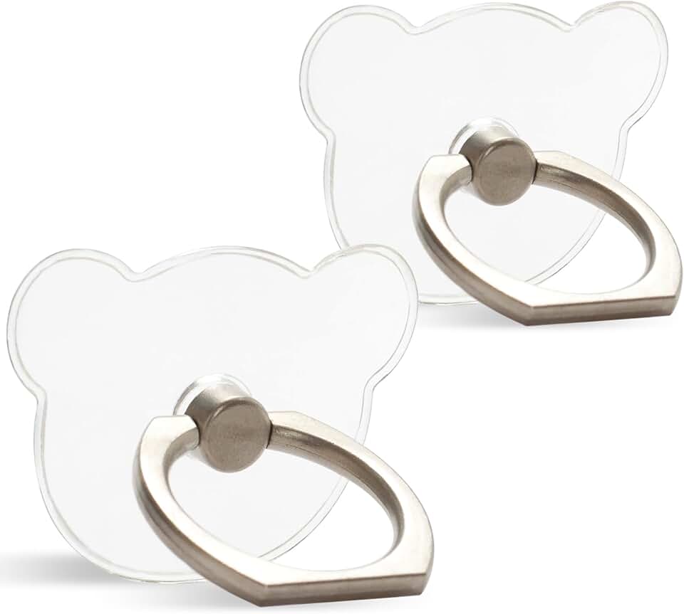 Two clear finger ring phone holder stands