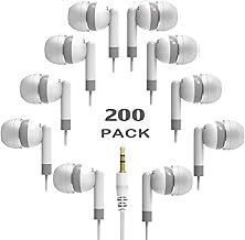 200 Pack of Durable Wired Earbuds for School and Kids