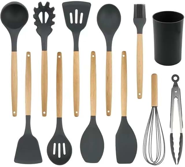 12-Piece Silicone Kitchen Utensil Set with Holder