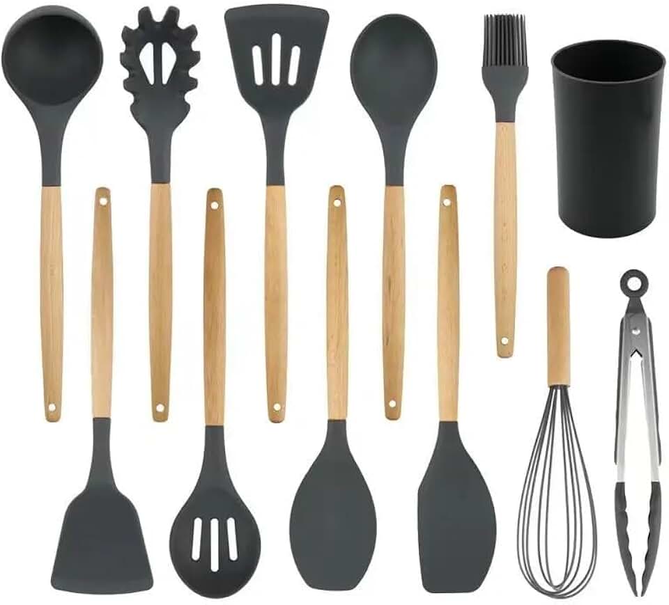 12-Piece Silicone Kitchen Utensil Set with Holder