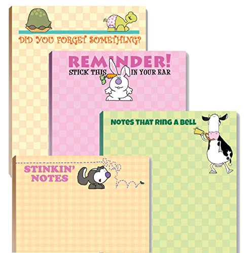 Set of four funny small notepads for office or gift