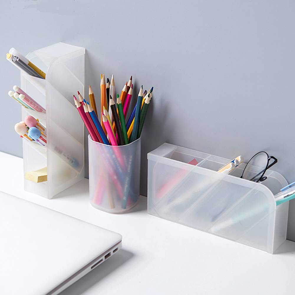 Set of 5 White Desk Organizers with Compartments