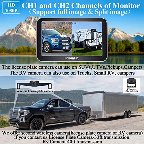 Wireless Backup Camera for Trucks Car Pickup Camper Van with 7 Inch Monitor System, HD 1080P Bluetooth Backup Camera 2.4G Stable Digital Signals, Support Add Second RV Rear View Camera- V29