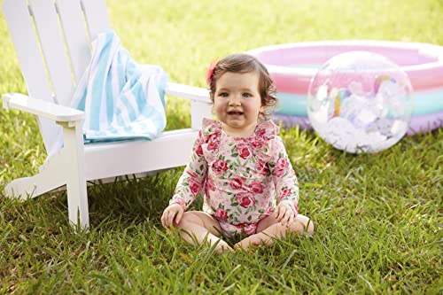 Girls Rash Guard Swimsuit, Rose, 3-6 Months