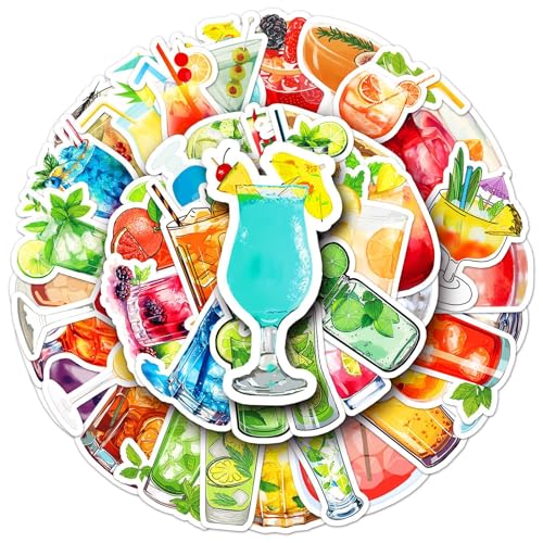 50 Water Bottle and Laptop Cocktail Stickers