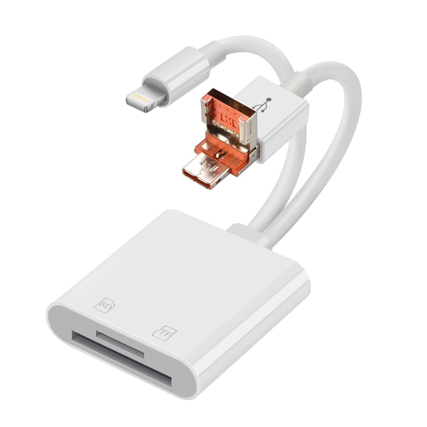 3-in-1 SD Card Reader for iPhone, iPad, Android, MacBook, PC