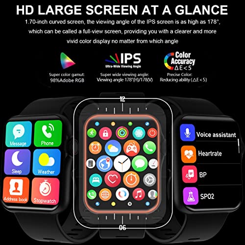 Smart Watch(Answer/Make Calls), 1.7 inch Fitness Tracker,Smartwatch for Android iOS Phones,IP67 Waterproof Blood Pressure SpO2 Heart Rate Sleep Monitor for Women Men