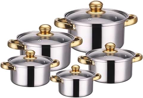 10-Piece Basic Stainless Steel Cookware Set for Home Kitchen