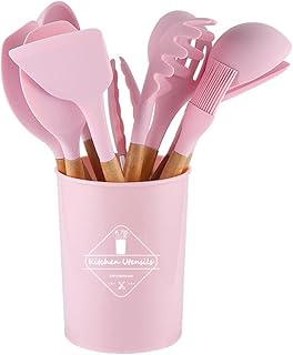 12-Piece Silicone Kitchen Utensil Set with Wooden Handles