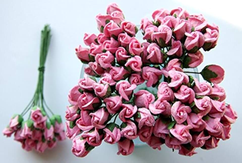 Pink and purple tiny rose paper flowers, 0.5 cm