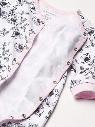 Girls' Coverall, White Cotton/Baby Pink/Black, 6-9 Months