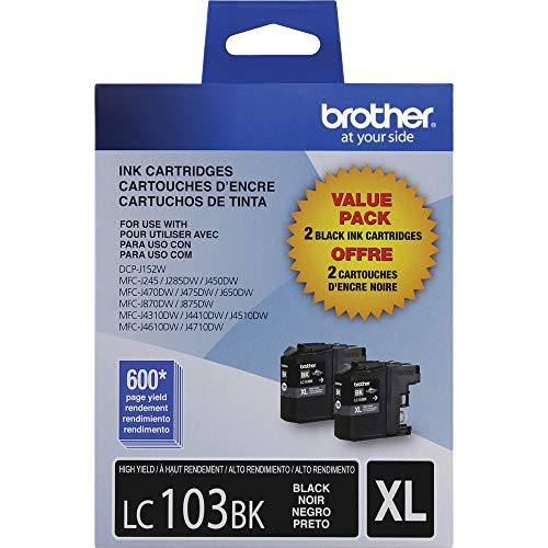 Genuine High Yield Black -Ink -Cartridges, LC1032PKS, Replacement Black -Ink, Includes 2 -Cartridges of Black -Ink, Page Yield Up To 600 Pages/ -Cartridge, LC1032PKS
