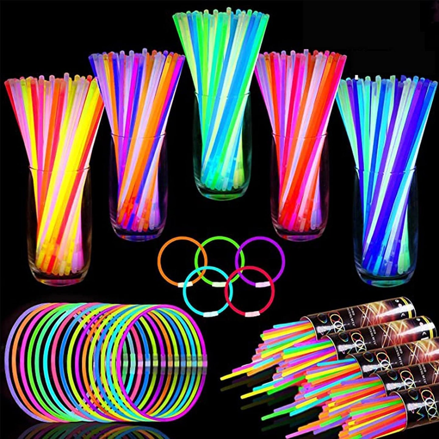 Glowzilla Party Pack - 240 Super Bright Glow Sticks for Birthday Concerts! Includes Glow Necklaces, Bracelets, and Connectors for the Ultimate Glow In The Dark Experience!