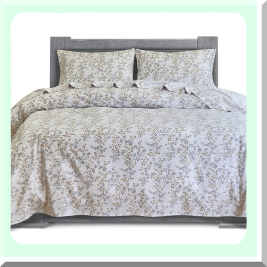 Maya Flower CozySoft Cotton Flannel Sheet Set Compatible with Queen beds