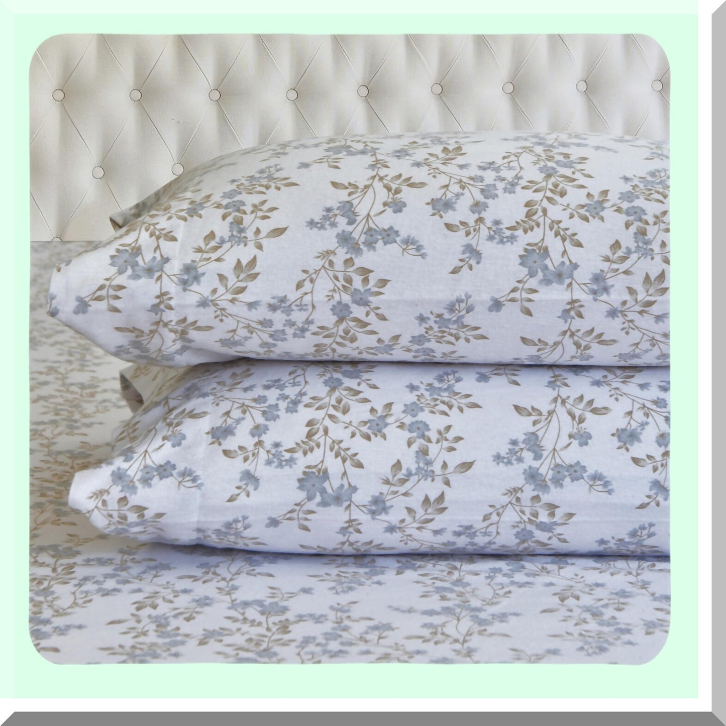 Maya Flower CozySoft 4-Piece Cotton Flannel Sheet Set - Premium Quality Deep Pocket Fitted Sheet - Ultra Soft Warm Anti-Pill Queen Sheets