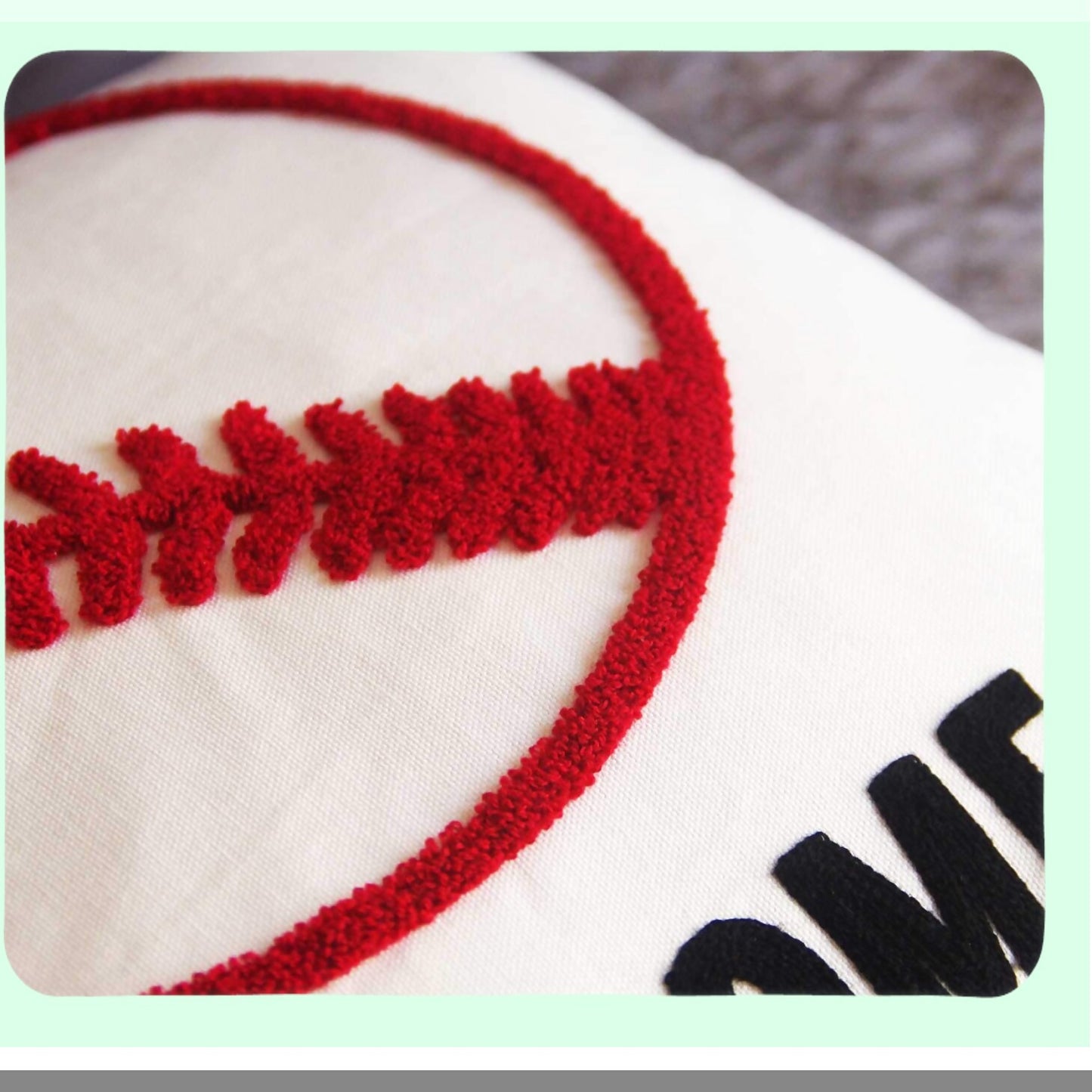 Home Run Embroidered Baseball Square Pillow Cover - 18 Inch Decorative Canvas Throw Pillow Cover