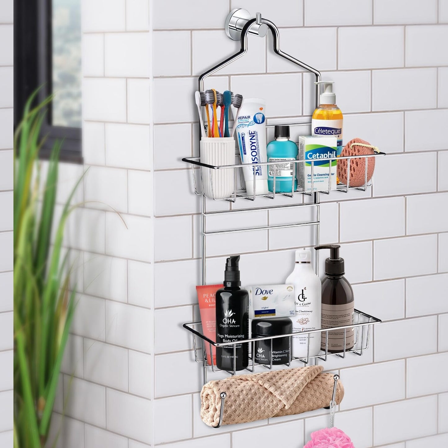 E2050 Shower Caddy Over Shower Head Chrome Steel