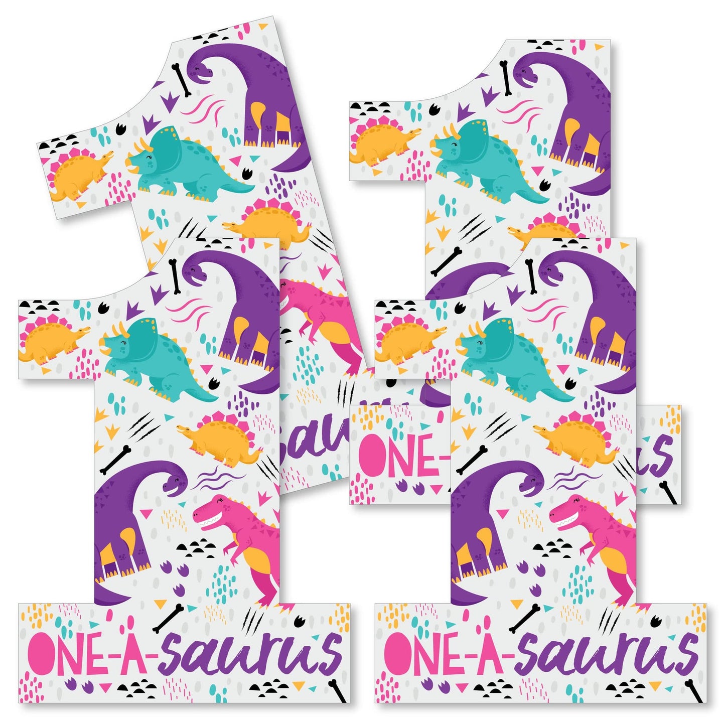 Dino Roar 1st Birthday Party Pack - ONEasaurus Decorations Set for Girls - 20 Essential DIY Supplies for First Birthday Celebration