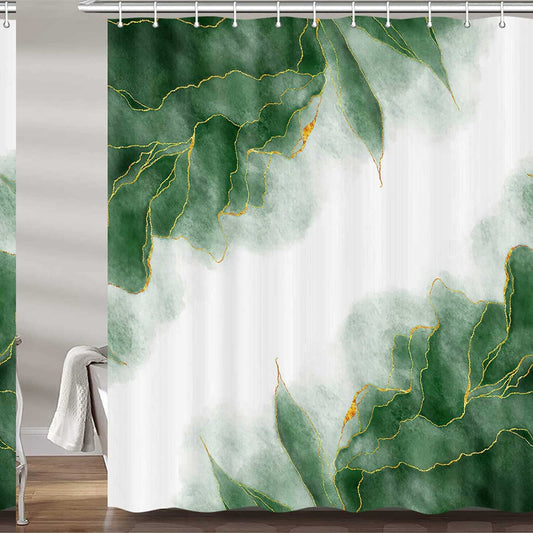 Green and Gold Marble Shower Curtain 72x72