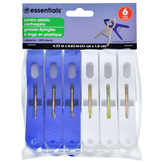 Essentials Jumbo Plastic Clothespins, 6-ct. Packs (Pack of 12)