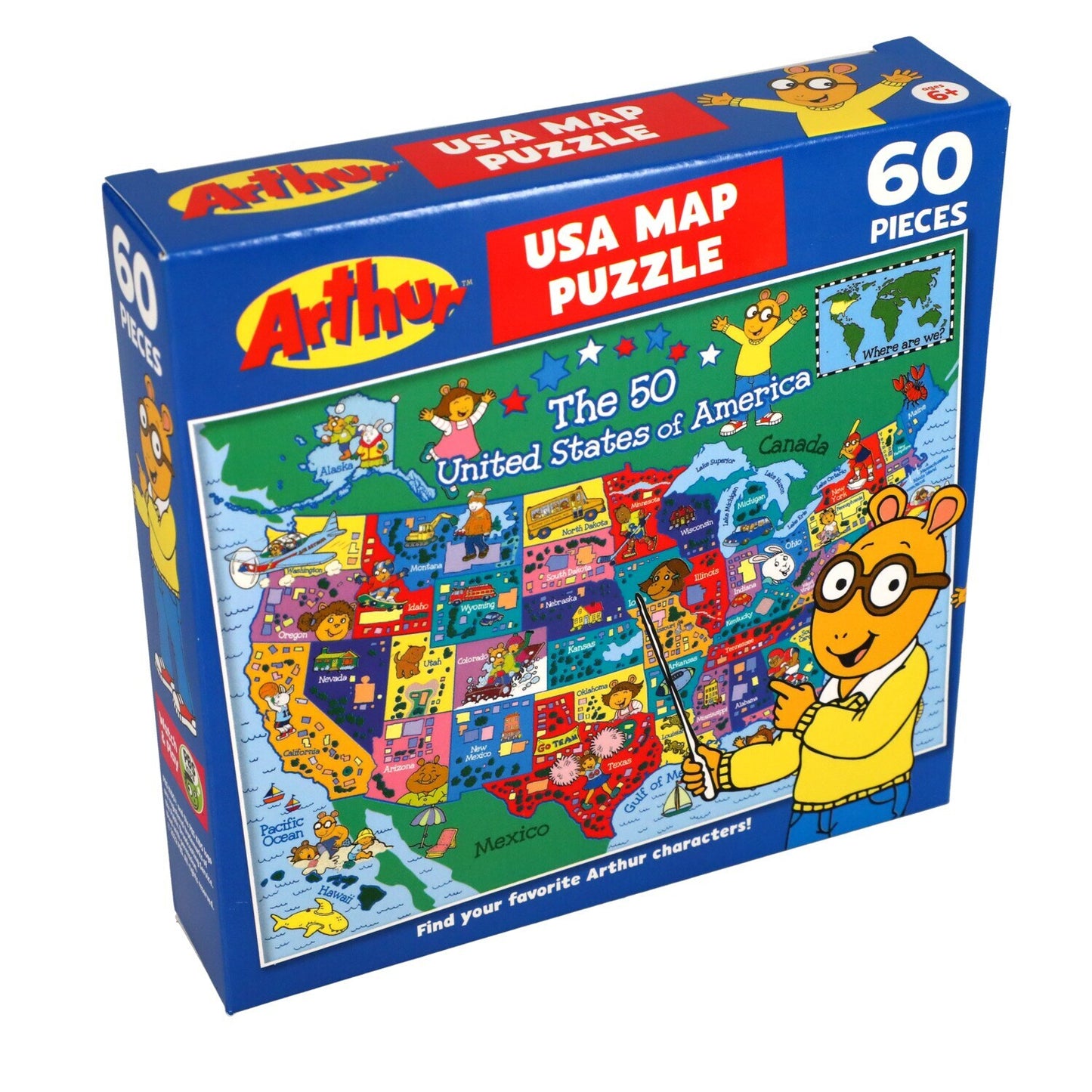 Arthur USA Map Puzzle, 60-pc. (Pack of 4)