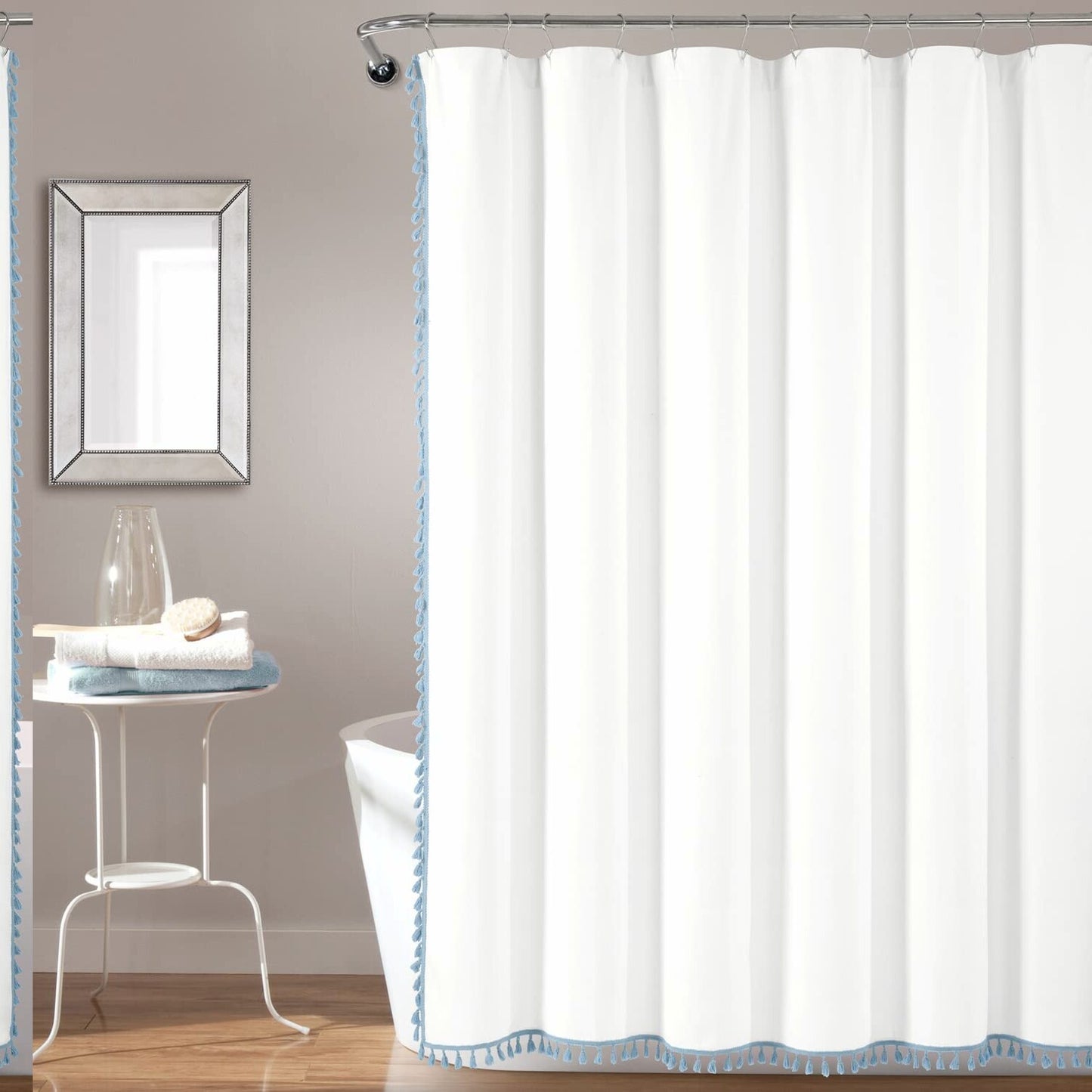Boho Melora Tel Yarn Dyed Eco Cotton Shower Curtain 72x72 Blue