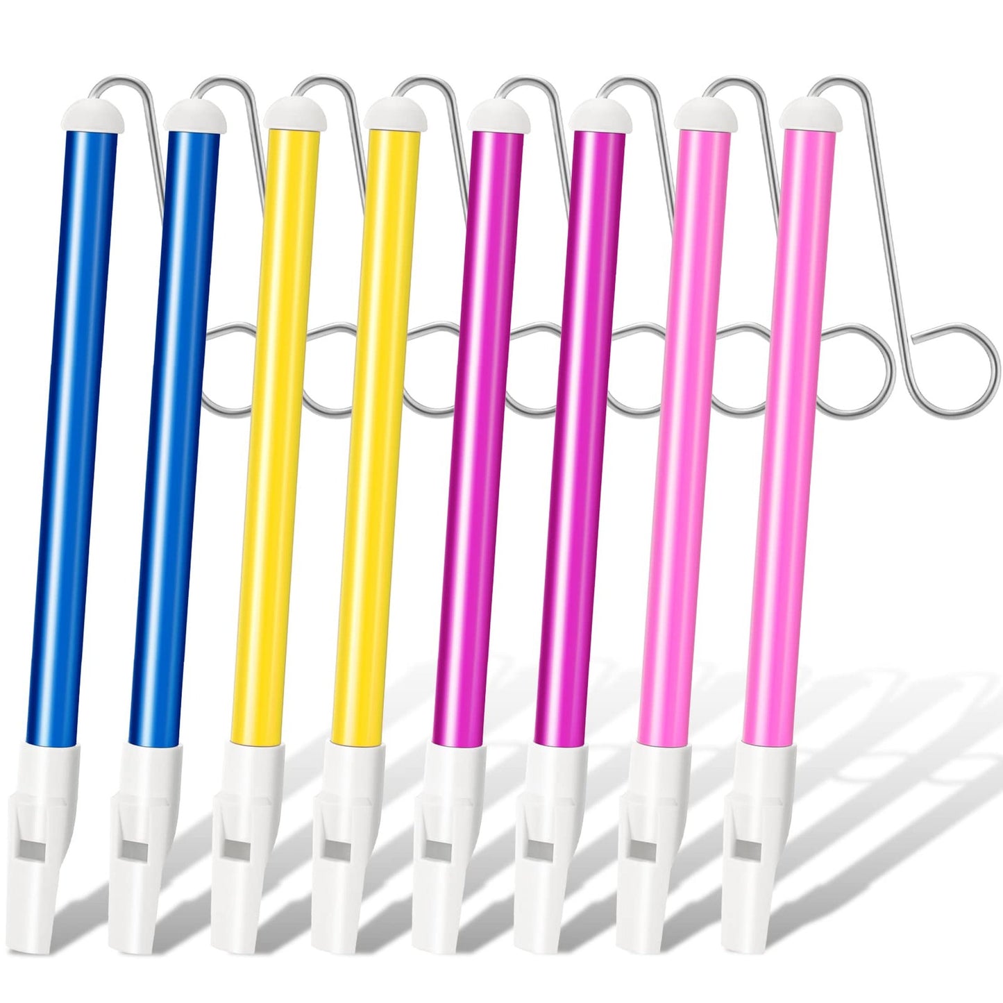 Slide Whistle Party Pack - 8 Piece Musical Instrument Set for Kids - Educational Birthday Favors in Blue, Yellow, Purple, and Pink - 8.8 Inch