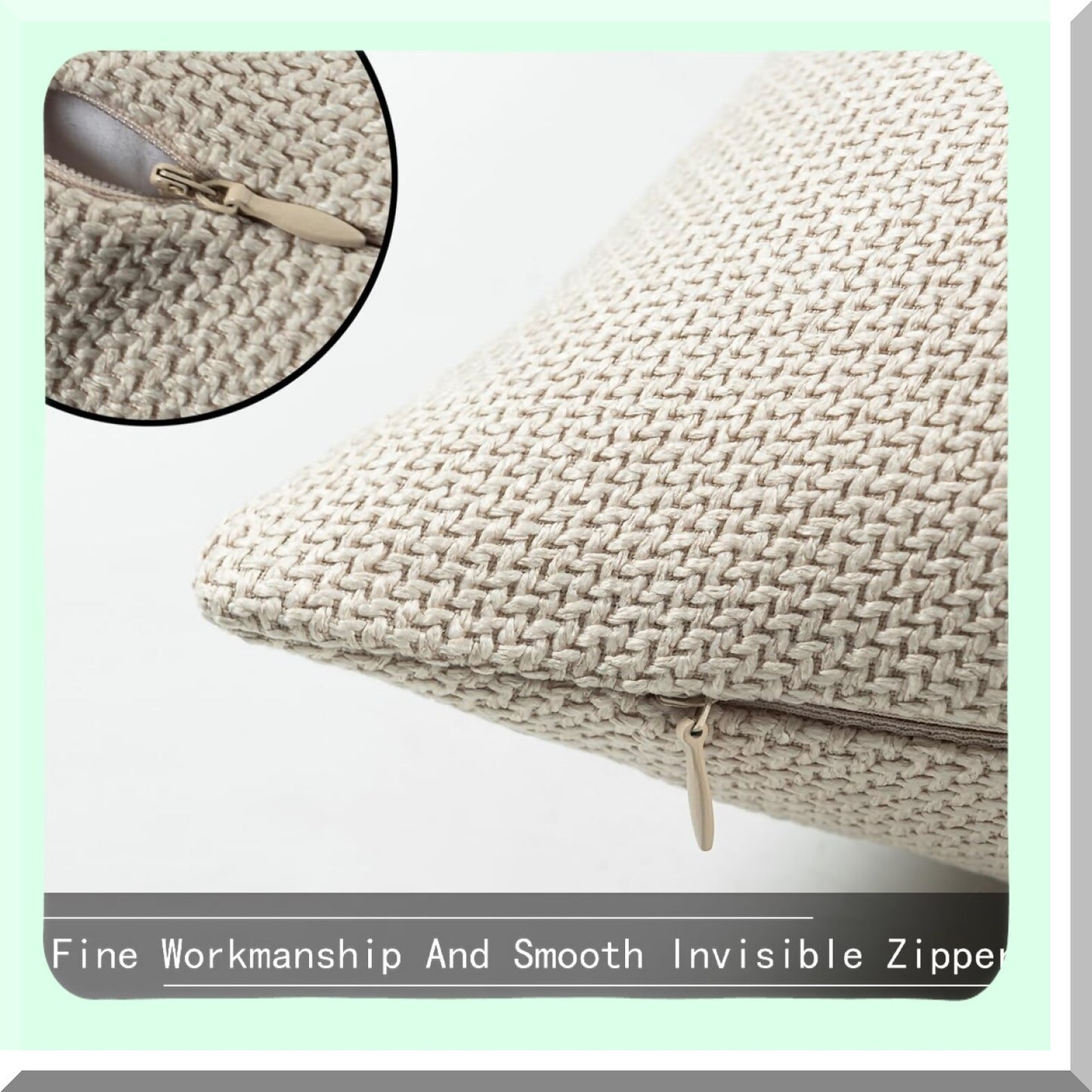 Linen Farmhouse Pillow Covers - Set of 2 Beige Rectangle Throw Pillowcases, Modern Decorative Solid Color 12x20 Inch